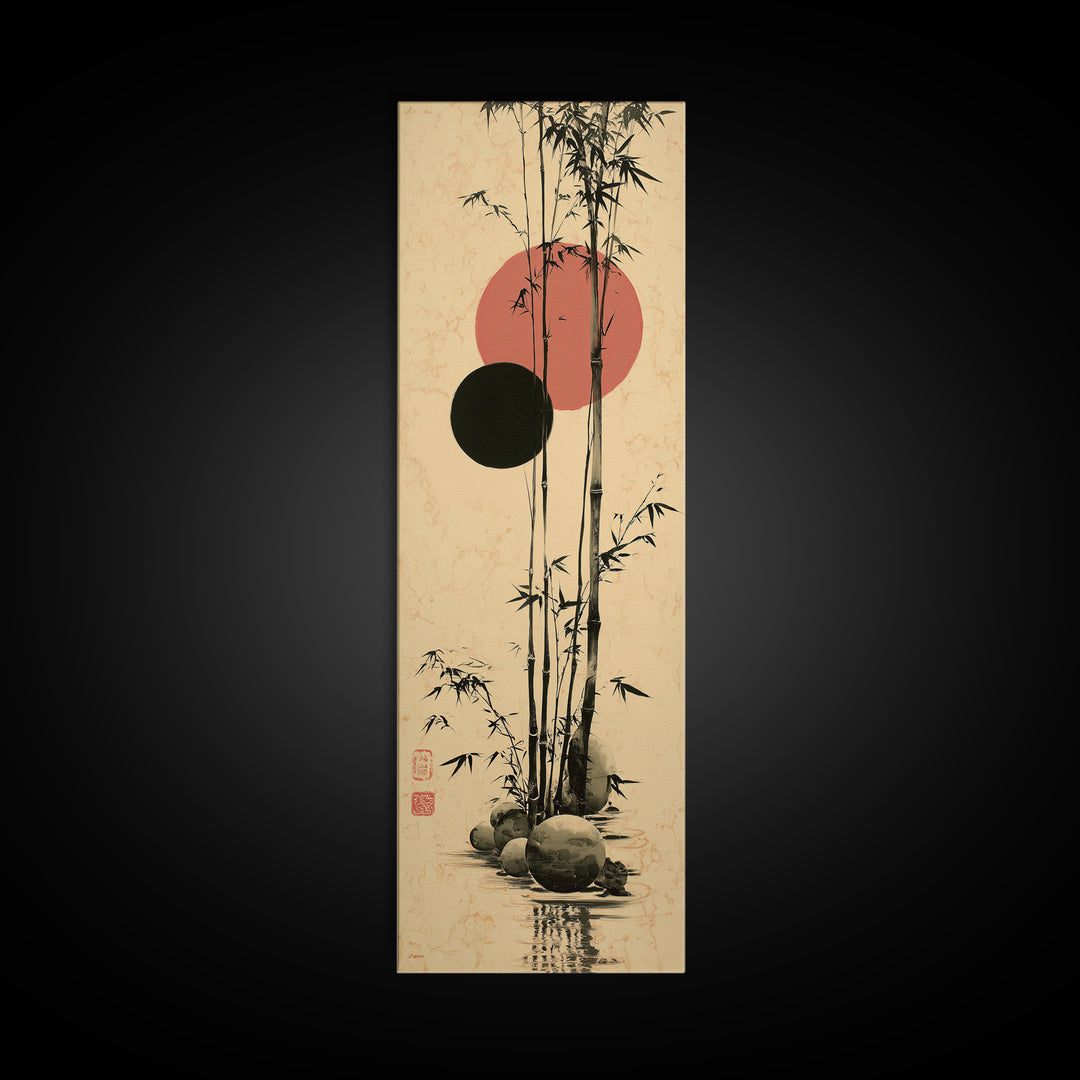 Single Black Ens Circle on Warm Paper Canvas Print, Zen Art, Original Painting, Living Room Decor, Zen, Abstract Painting, ZEN-1x3-37