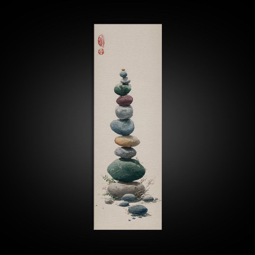 Smooth Pebbles Arranged Framed Canvas Print, Zen Art, Contemporary Art, Living Room Decor, Fine Art, Zen, Wall Art, Home Decor, ZEN-1x3-47