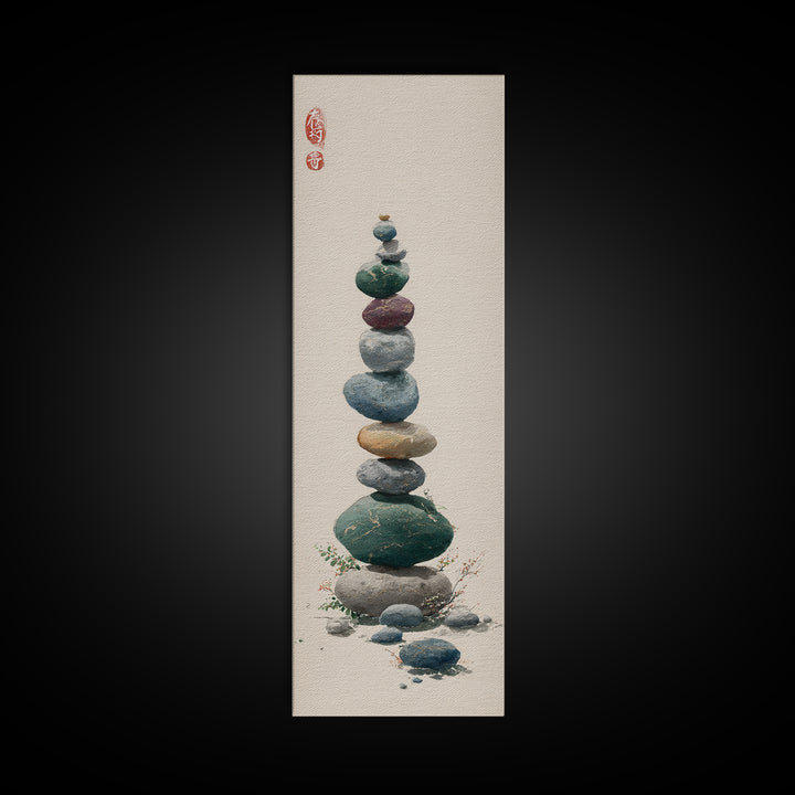 Smooth Pebbles Arranged Framed Canvas Print, Zen Art, Contemporary Art, Living Room Decor, Fine Art, Zen, Wall Art, Home Decor, ZEN-1x3-47