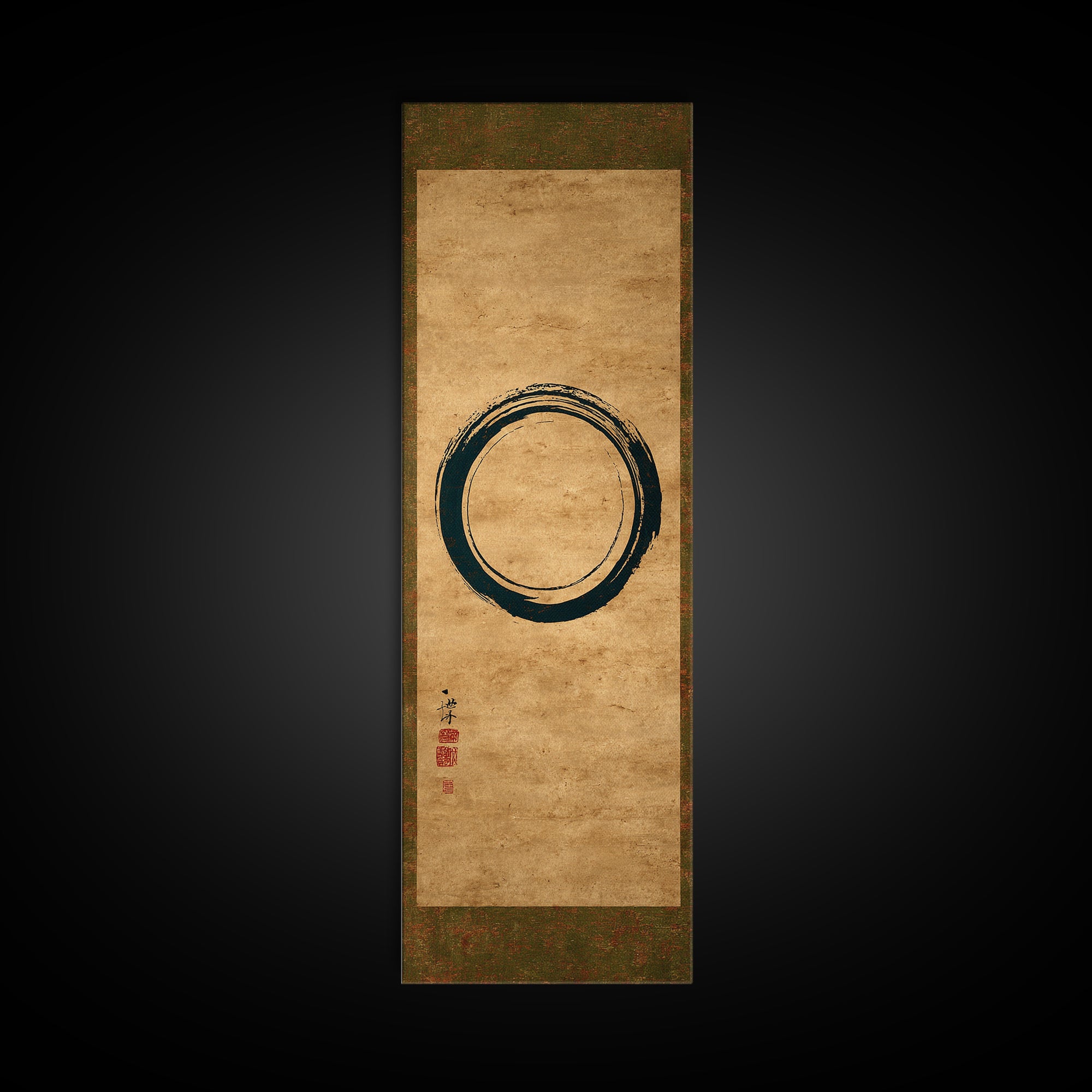 Single Black Ens Circle on Warm Paper Framed Canvas Print, Zen Art, Printable Art, Living Room Decor, Zen, Nature Prints, ZEN-1x3-61