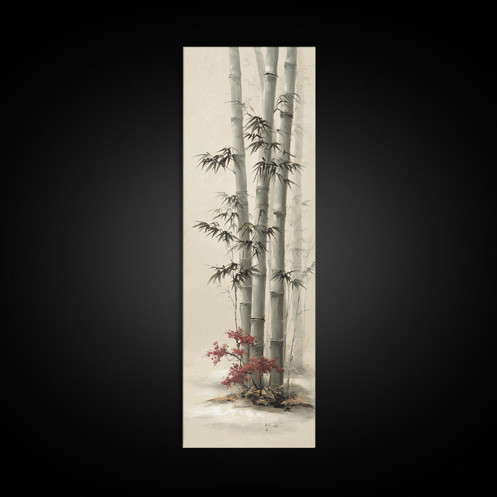 Bamboo Stalks in Sparse Ink Wash Framed Canvas Print, Zen Art, Minimalist Decor, Living Room Decor, Zen, Printable Art, ZEN-1x3-62