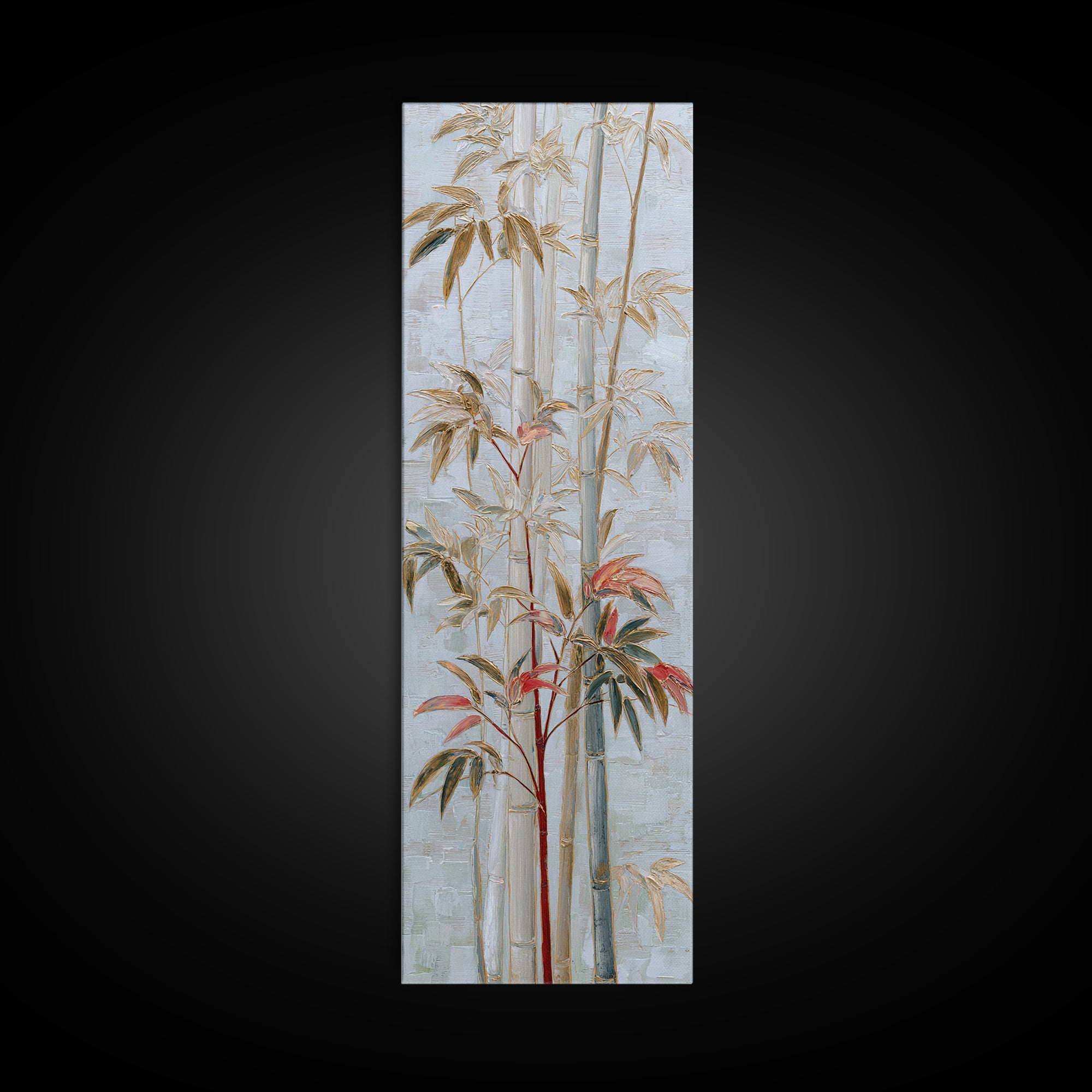 Minimal Bamboo Leaves Canvas Print, Zen Art, Abstract Art, Living Room Decor, Zen, Wabi Sabi Wall Art, Extra Large Wall Art, ZEN-1x3-77