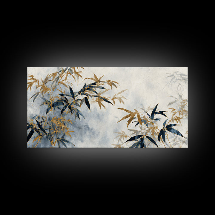 Minimal Bamboo Leaves Framed Canvas Print, Zen Art, Printable Art, Living Room Decor, Zen, Nature Prints, Japanese Decor, ZEN-2x1-13
