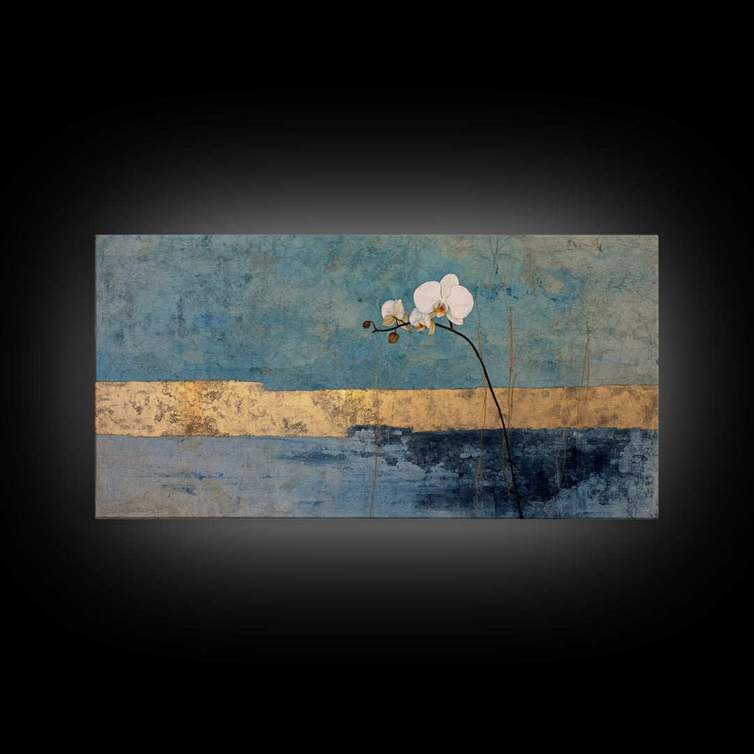 Single Orchid Stem Framed Canvas Print, Zen Art, Contemporary Art, Living Room Decor, Fine Art, Zen, Wall Art, Home Decor, ZEN-2x1-19