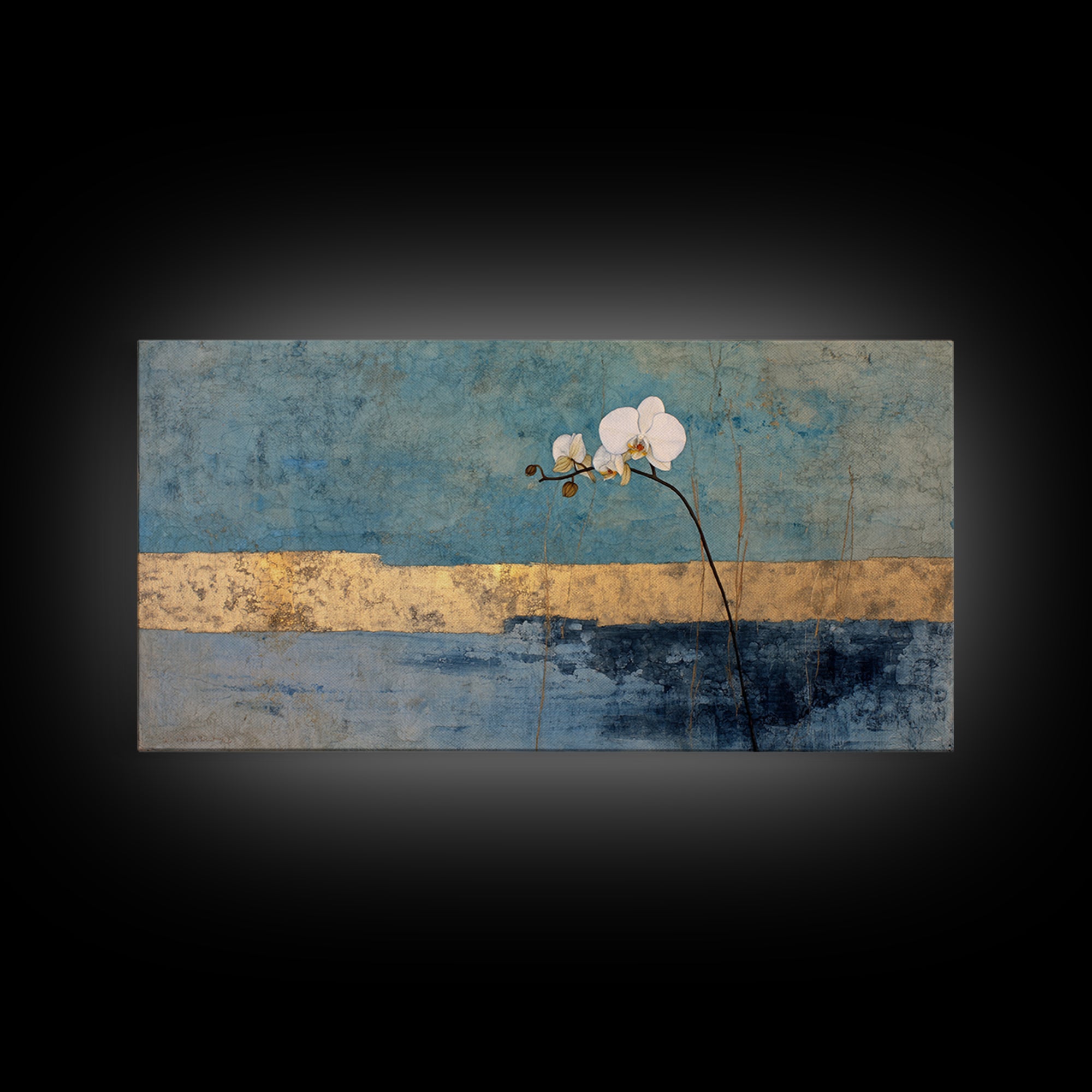 Single Orchid Stem Framed Canvas Print, Zen Art, Contemporary Art, Living Room Decor, Fine Art, Zen, Wall Art, Home Decor, ZEN-2x1-19