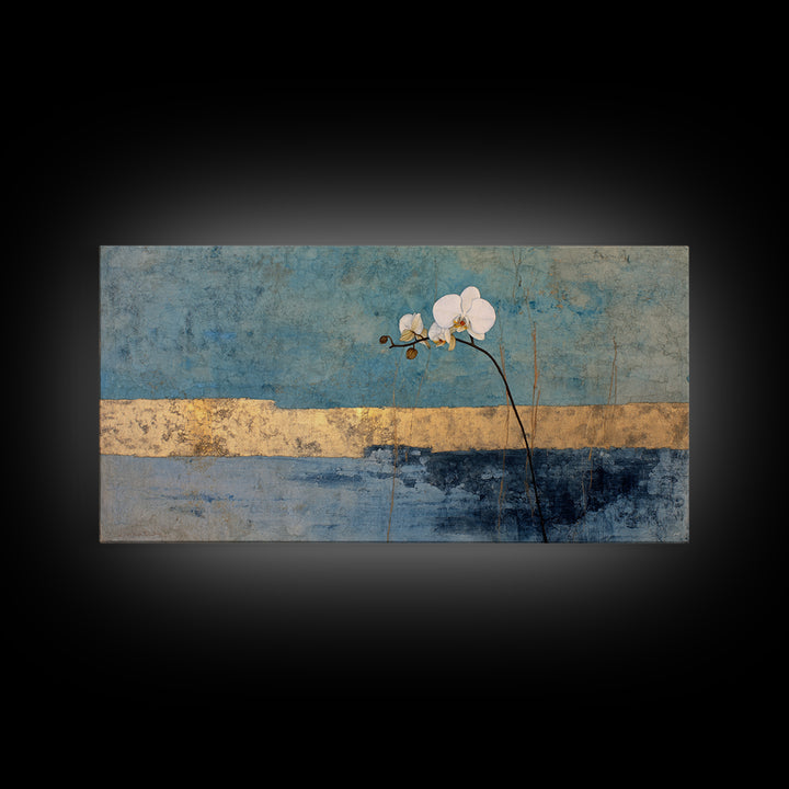 Single Orchid Stem Framed Canvas Print, Zen Art, Contemporary Art, Living Room Decor, Fine Art, Zen, Wall Art, Home Decor, ZEN-2x1-19