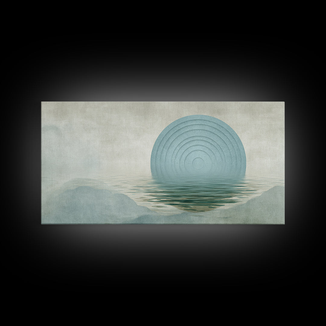 Water Ripple Circle Framed Canvas Print, Zen Art, Digital Print, Living Room Decor, Fine Art, Zen, Extra Large Wall Art, ZEN-2x1-9