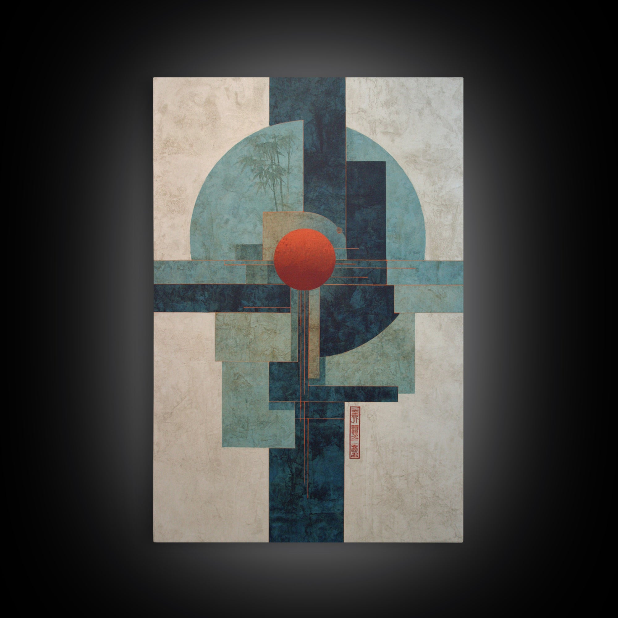 Abstract Balance of Circle Square and Line Framed Canvas Print, Zen Art, Contemporary Art, Living Room Decor, Abstract Art, Zen, ZEN-2x3-75