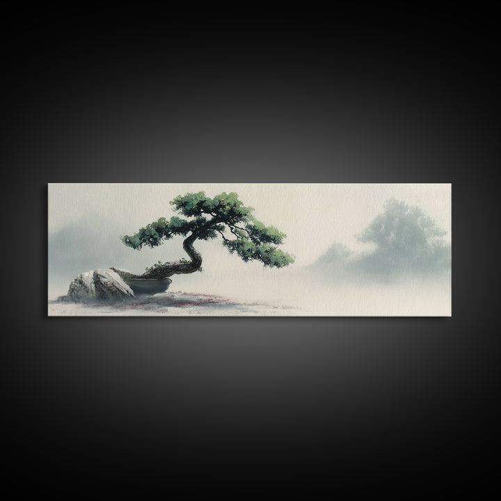 Bonsai Tree in Simple Ceramic Pot Canvas Print, Zen Art, Living Room Decor, Abstract Art, Zen, Abstract Painting, ZEN-3x1-100