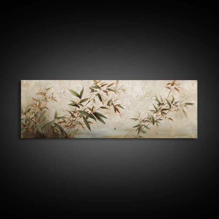Minimal Bamboo Leaves Canvas Print, Zen Art, Wabi Sabi Art, Living Room Decor, Fine Art, Zen, Minimalist Decor, Wall Art, ZEN-3x1-33