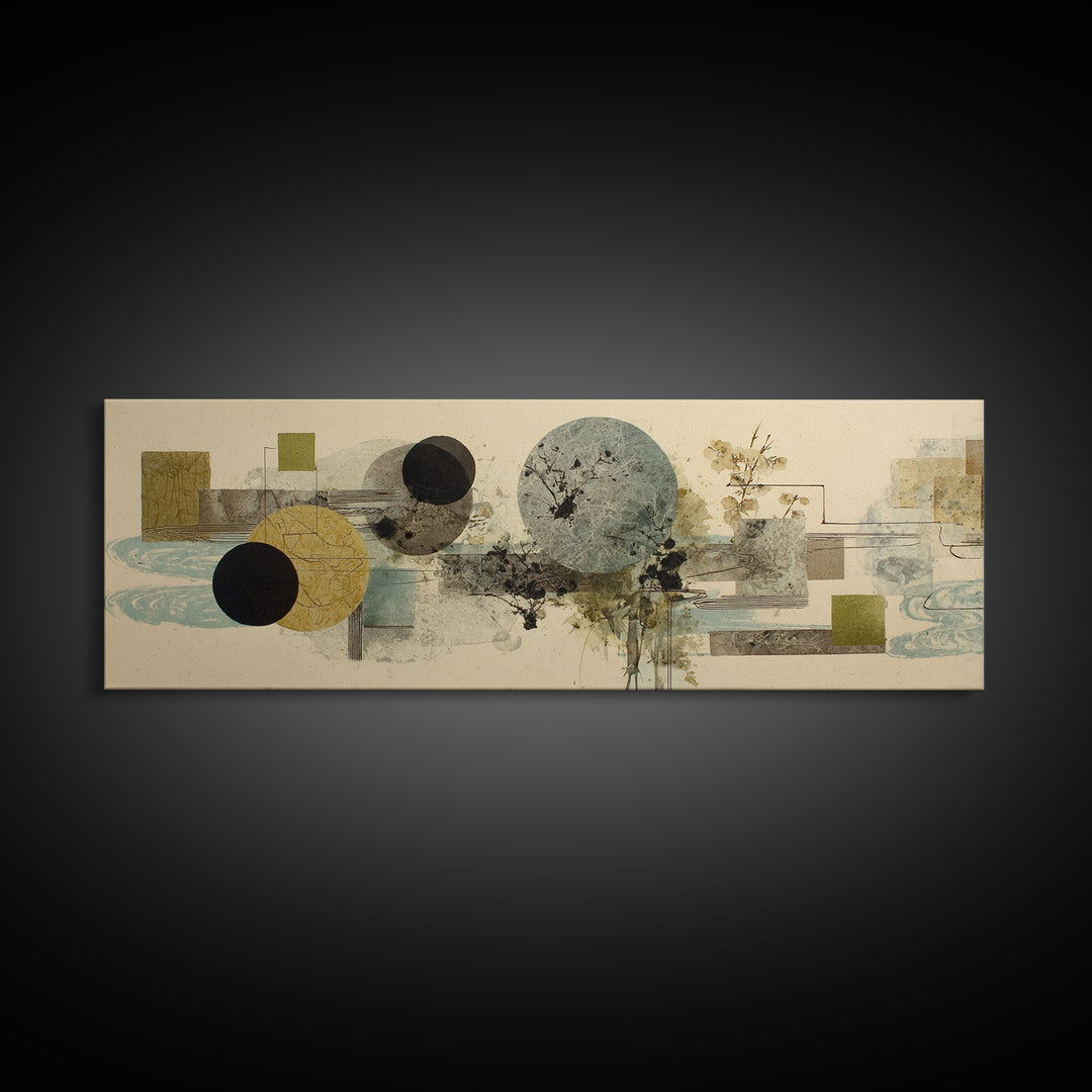 Abstract Balance of Circle Square and Line Canvas Print, Zen Art, Art, Living Room Decor, Zen, Garden Art, Japanese Wall Art, ZEN-3x1-35