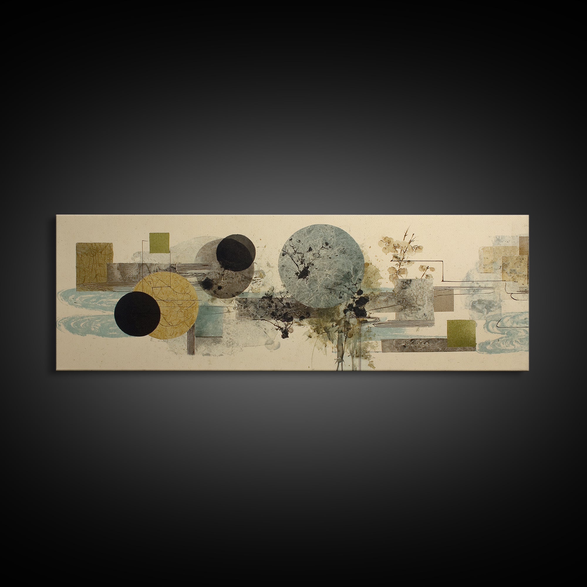 Abstract Balance of Circle Square and Line Canvas Print, Zen Art, Art, Living Room Decor, Zen, Garden Art, Japanese Wall Art, ZEN-3x1-35