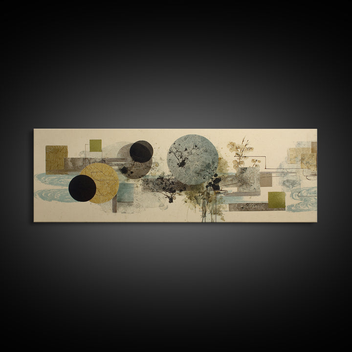 Abstract Balance of Circle Square and Line Canvas Print, Zen Art, Art, Living Room Decor, Zen, Garden Art, Japanese Wall Art, ZEN-3x1-35