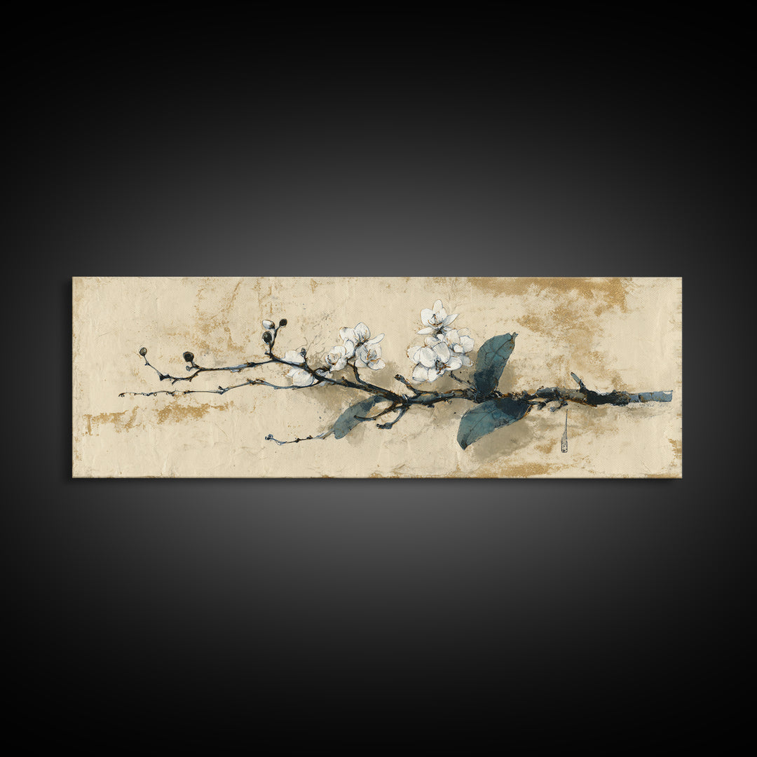 Single Orchid Stem Framed Canvas Print, Zen Art, Wall Decor, Living Room Decor, Zen, Japanese Wall Art, Boho Wall Decor, ZEN-3x1-63