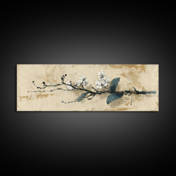 Single Orchid Stem Framed Canvas Print, Zen Art, Wall Decor, Living Room Decor, Zen, Japanese Wall Art, Boho Wall Decor, ZEN-3x1-63