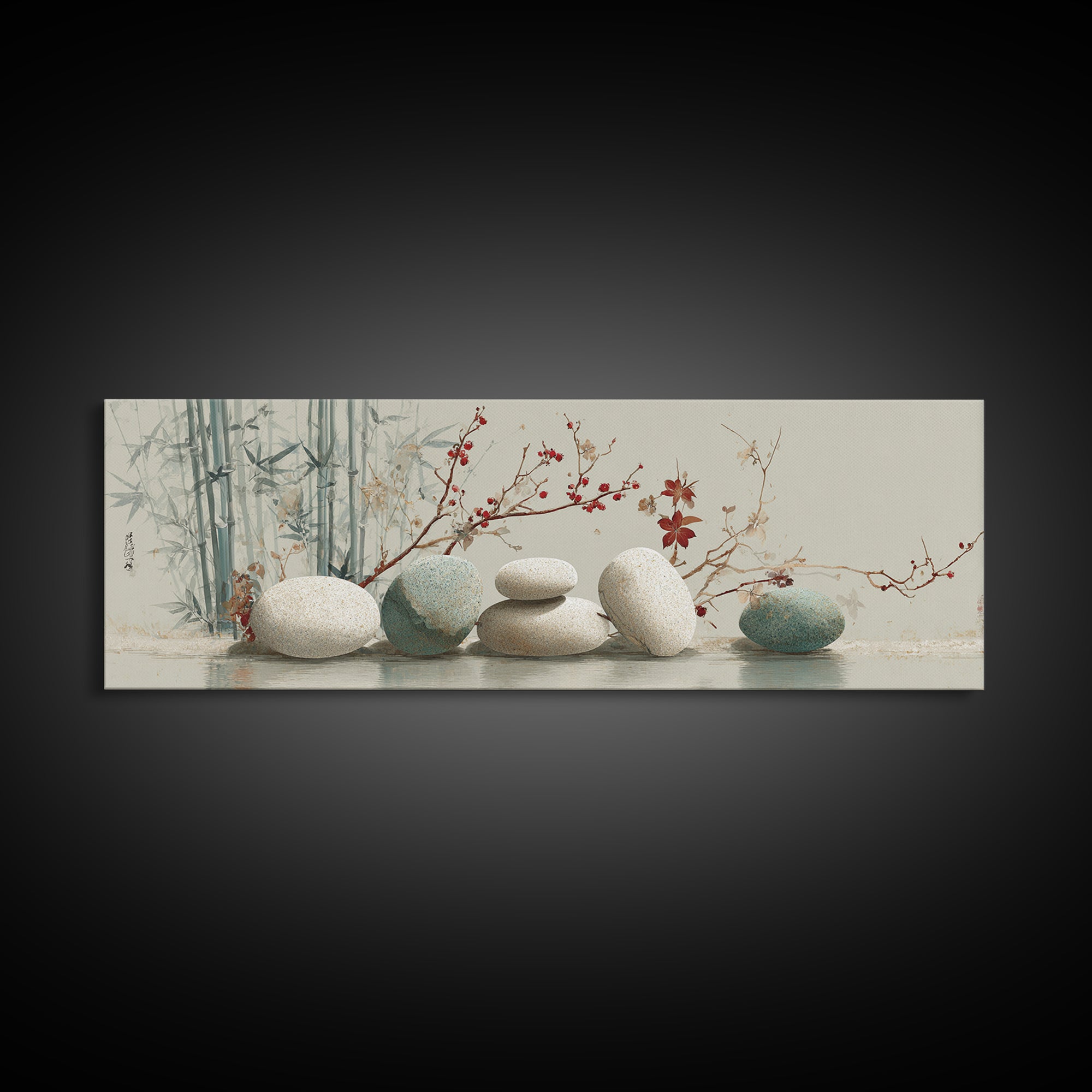 Smooth Pebbles Arranged Canvas Print, Zen Art, Japanese Art, Living Room Decor, Fine Art, Zen, Contemporary Art, Gallery Decor, ZEN-3x1-75