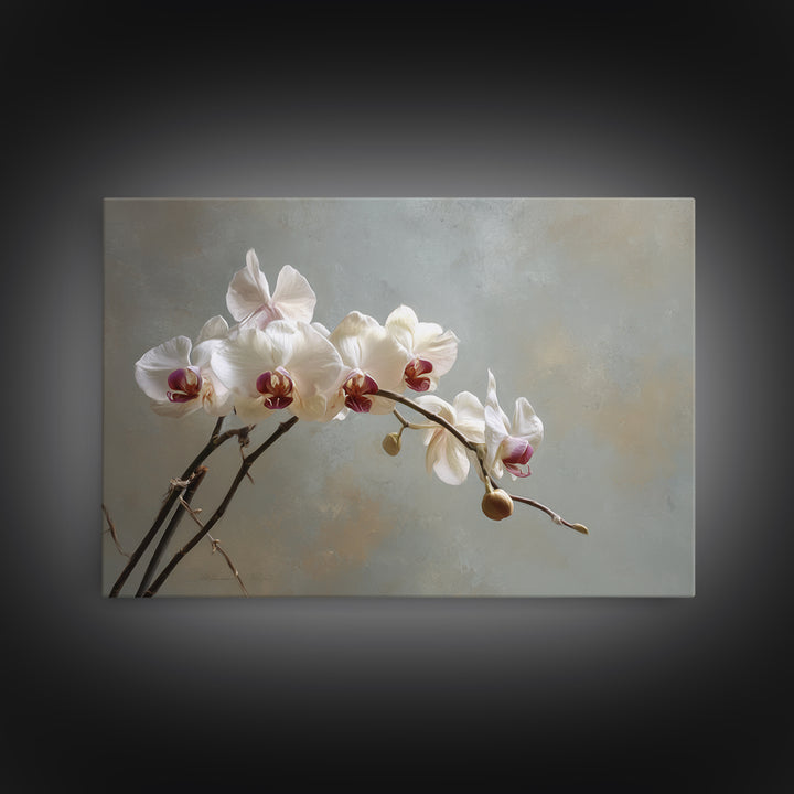 Single Orchid Stem Framed Canvas Print, Zen Art, Wall Art, Living Room Decor, Fine Art, Zen, Boho Wall Art, Garden Art, ZEN-3x2-27