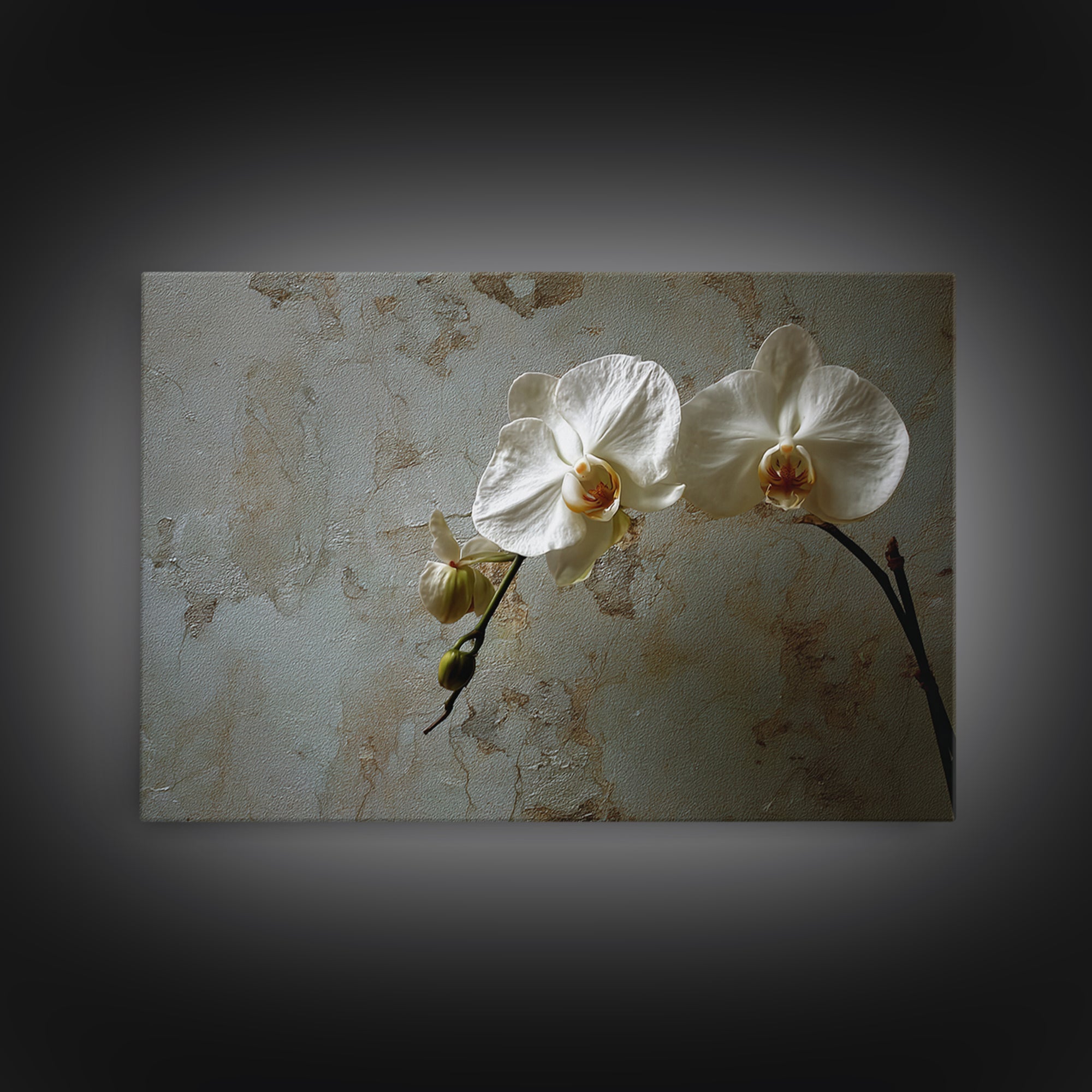 Single Orchid Stem Canvas Print, Zen Art, Original Painting, Living Room Decor, Zen, Abstract Painting, Japandi Wall Art, ZEN-3x2-51