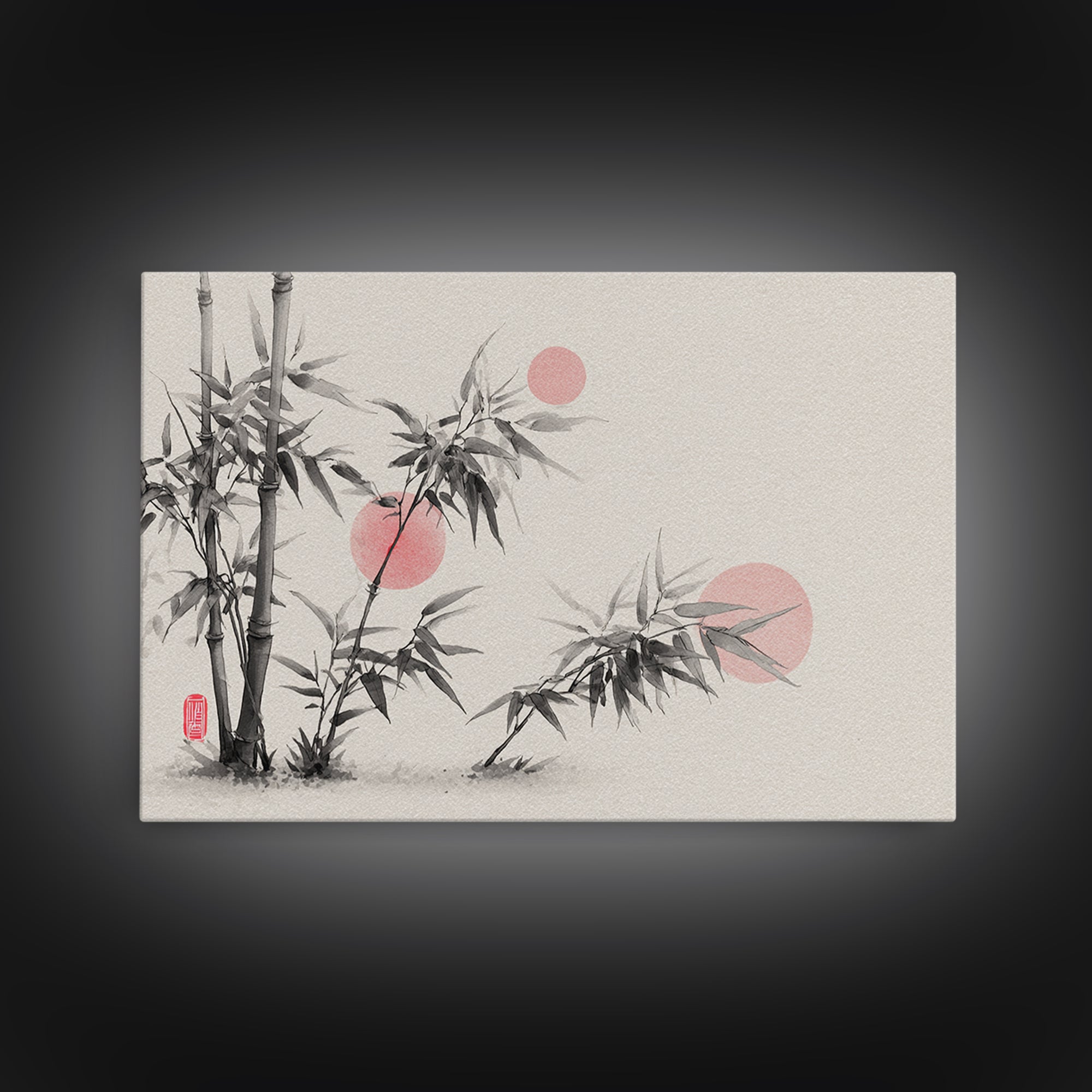 Bamboo Stalks in Sparse Ink Wash Framed Canvas Print, Zen Art, Wabi Sabi Wall Art, Living Room Decor, Zen, Statement Artwork, ZEN-3x2-6