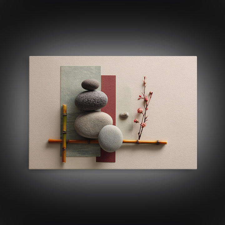 Smooth Pebbles Arranged Framed Canvas Print, Zen Art, Fine Art Print, Living Room Decor, Fine Art, Zen, Printable Wall Art, ZEN-3x2-63