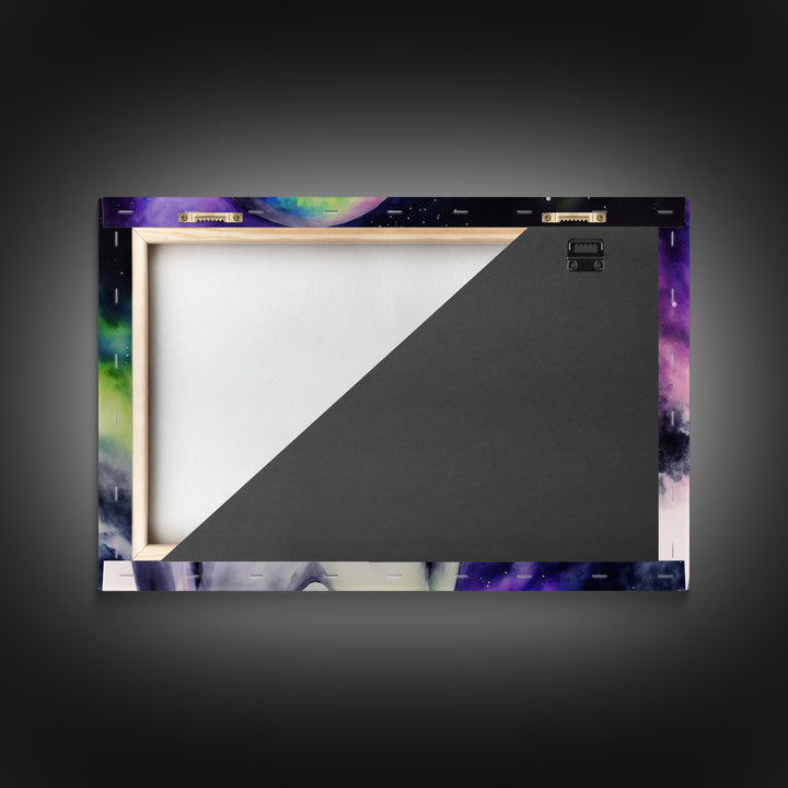 Psychedelic Intergalactic Alien Art, Watercolor Style, Framed Canvas Print, Scifi Wall Art