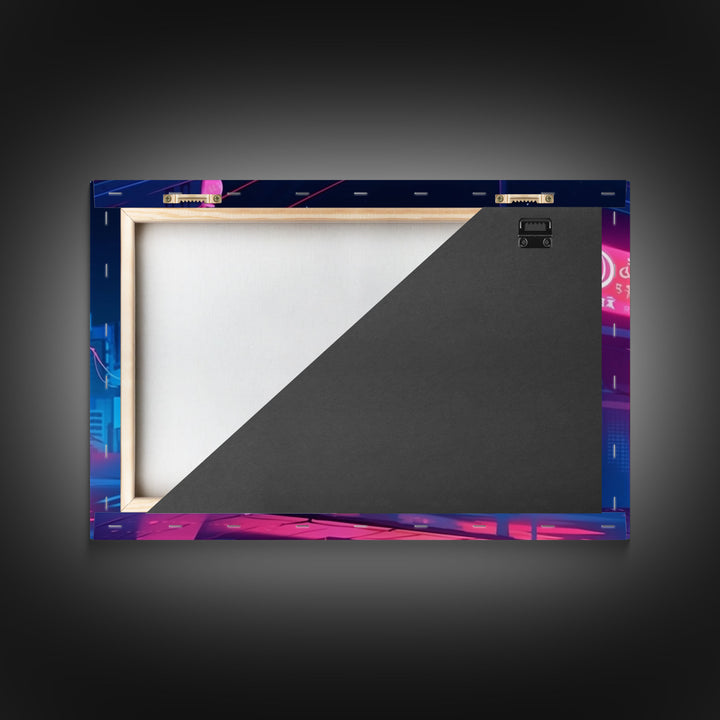 Retro Synthwave Style Tokyo Art, Framed Canvas Print, Unique Wall Art, Vintage Inspired Tokyo Night Life Art