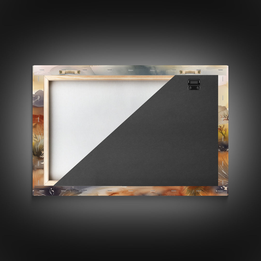 Extra Large Wall Art, Desert Landscape Painting Framed Canvas Print, Metal Art, Wood Framed Original Art, Living Room Decor, Landscape Art