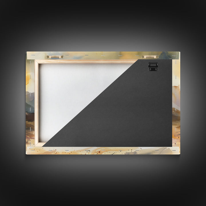 Large Wall Art Desert Print, Wood Framed Canvas Print, Original Artwork, Watercolor Landscape Painting, Minimalist Wall Art