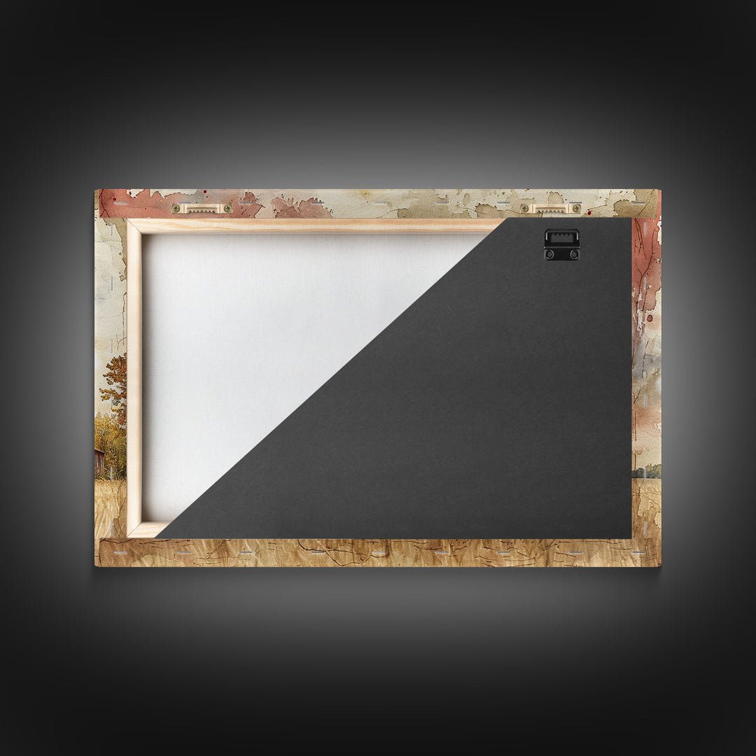 Red Barn Watercolor Painting Framed Canvas Print, Watercolor Painting From Photo Landscape, Wall Decor, Home Decor