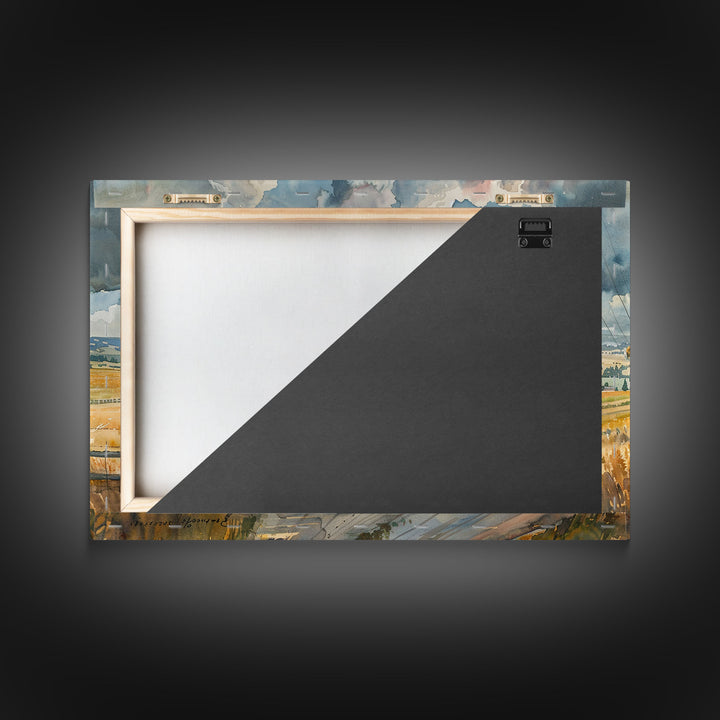 Primitive Farmhouse Watercolor Painting Framed Canvas Print, Framed Art, Wood Frame Art, Kitsch Decor, Southwestern Decor, Rustic Art