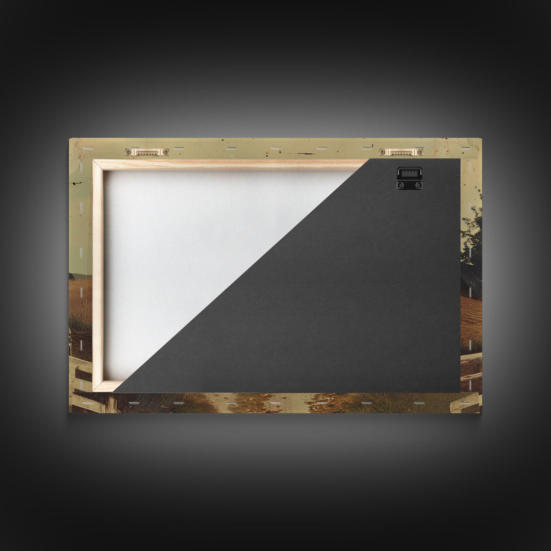 Old Photo Print Of An 1800s Farmhouse, White Picket Fences, Vintage Style Wall Art, Framed Canvas Print, Rustic Primitive Wall Art