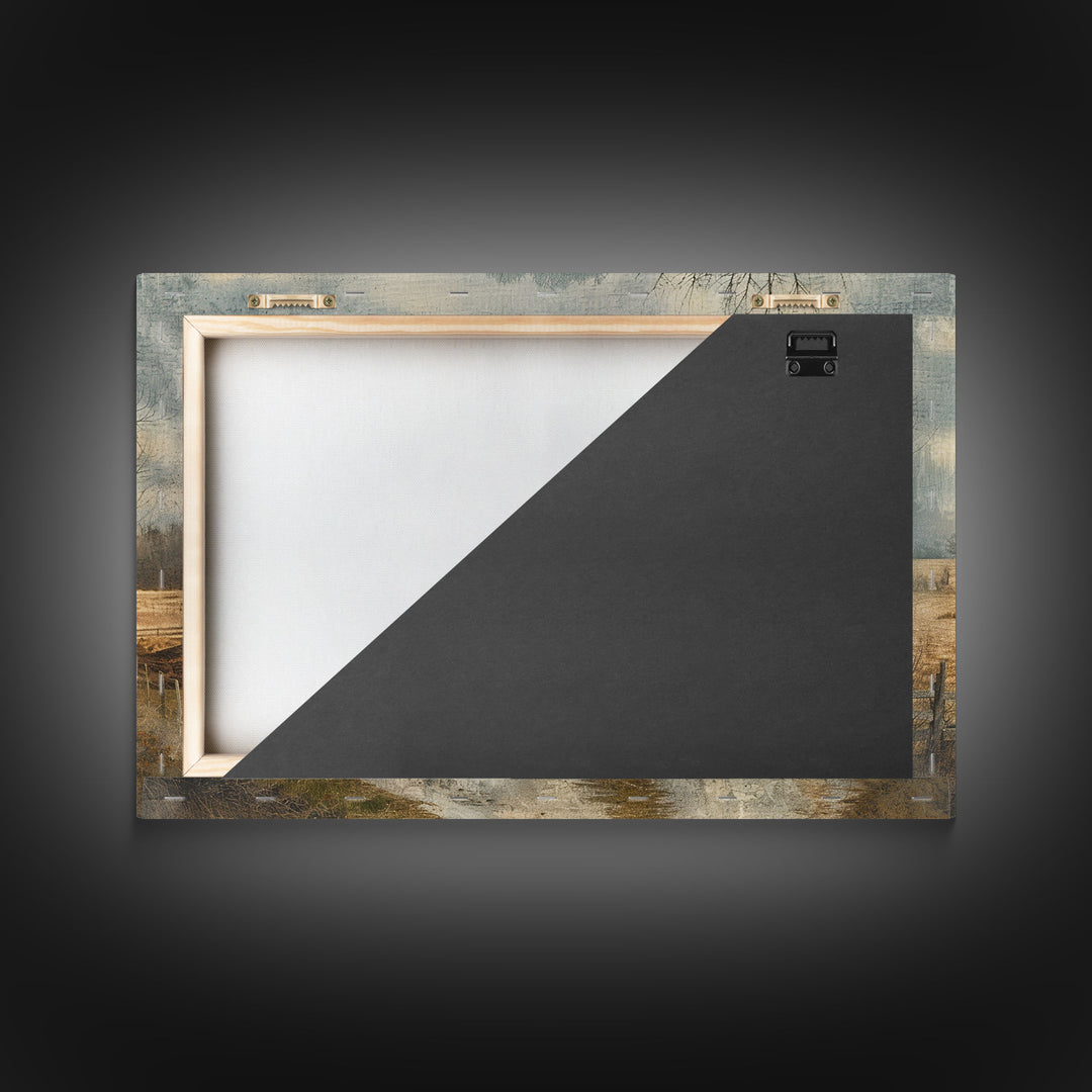 Old Country Roads Framed Wall Art Canvas Print, Water Color Painting Of A Rustic Cottage, Texas Decor, Southwest Wall Art