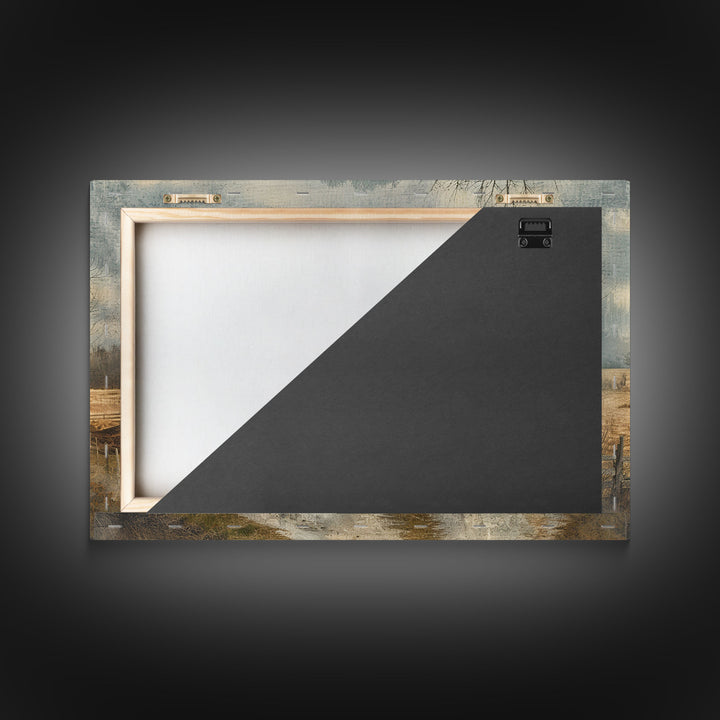 Old Country Roads Framed Wall Art Canvas Print, Water Color Painting Of A Rustic Cottage, Texas Decor, Southwest Wall Art