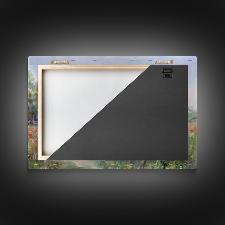 Old Red Barn Rustic Art, Framed Canvas Print Of An Original Art Watercolor Painting, Cottage Core Decor, Whimsical Kitsch Living Room Art