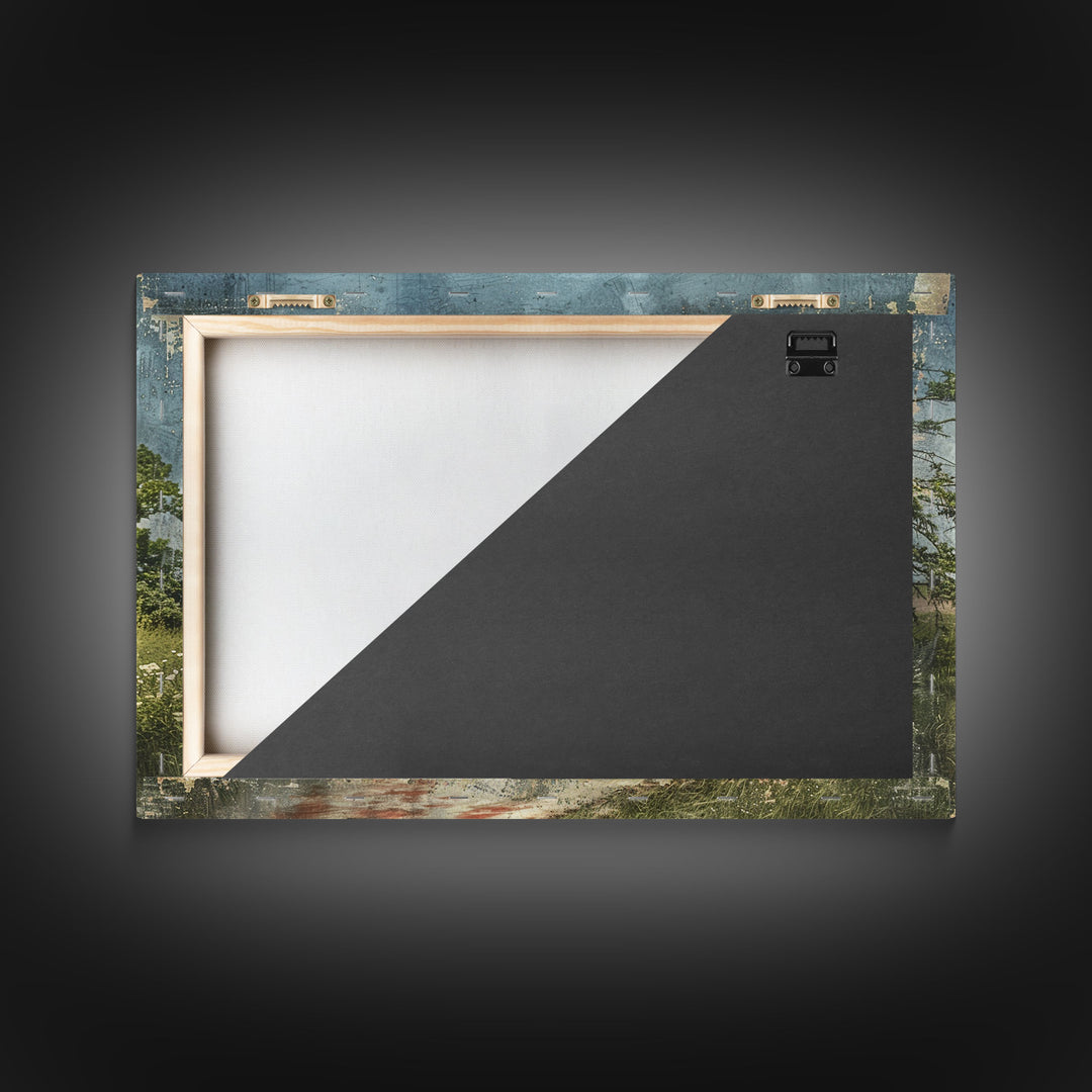 Watercolor Painting Of An Old Red Farmhouse, Framed Canvas Print, Wall Art Prints, Rustic Farmhouse Decor, Minimalist Art, Kitsch Decor