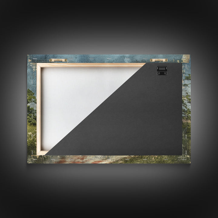 Watercolor Painting Of An Old Red Farmhouse, Framed Canvas Print, Wall Art Prints, Rustic Farmhouse Decor, Minimalist Art, Kitsch Decor