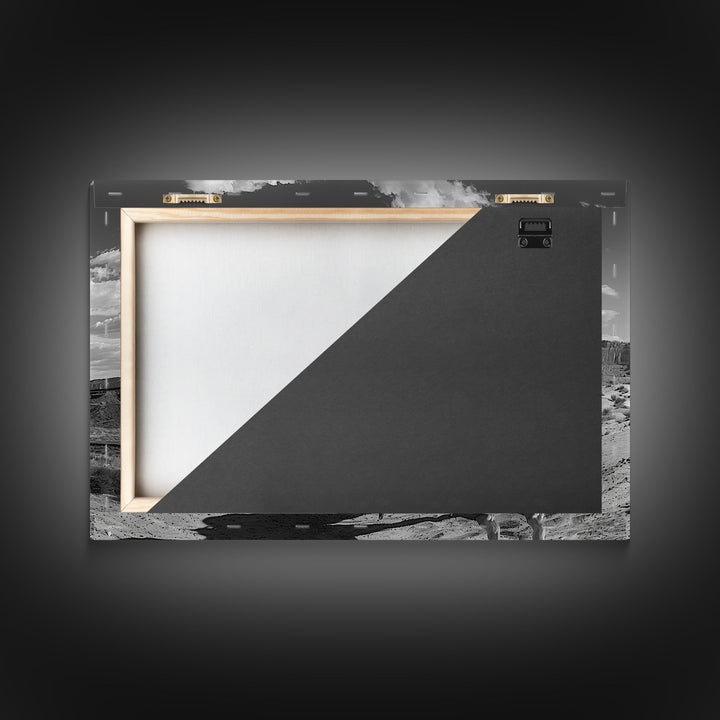 Lonesome Canyon Arizona Framed Canvas Print, Cowboy Print, Black and White Photography Wall Art, Country Farmhouse Decor, Metal Print