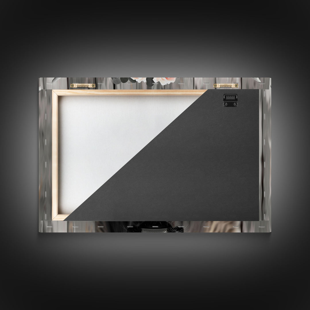 Framed Canvas Wall Art, Cute Highland Cow Print, Modern Wall Art Farmhouse Decor, Fun Rustic Farmhouse Art, Life On The Farm, Cow and Flower