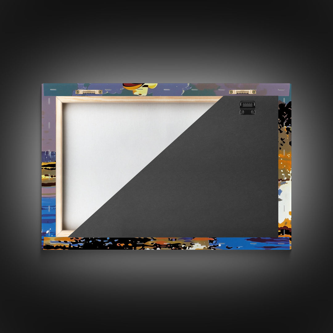 Cowboy Crossing The Colorado River, Arizona Print, Original Painting Framed Canvas Print, Western Home Decor, Wild West Art