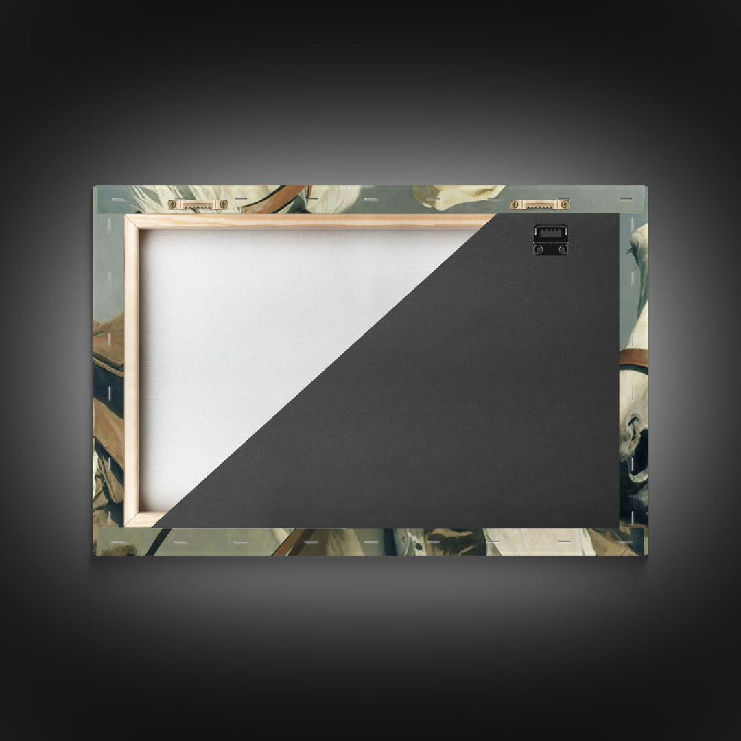 Vintage Cowboys Painting Print Horse Wall Art Canvas Hunting Southwest Sketch Drawing Poster Framed Antique Country Rustic Farmhouse Decor