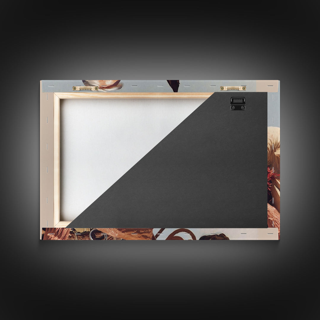 The Old West American Frontier Cowboy Framed Canvas Print, Western Decor, 50s Style Western Art, Farmhouse Decor, Southwestern Art