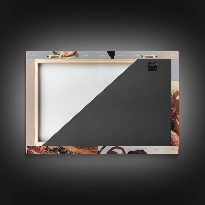 The Old West American Frontier Cowboy Framed Canvas Print, Western Decor, 50s Style Western Art, Farmhouse Decor, Southwestern Art