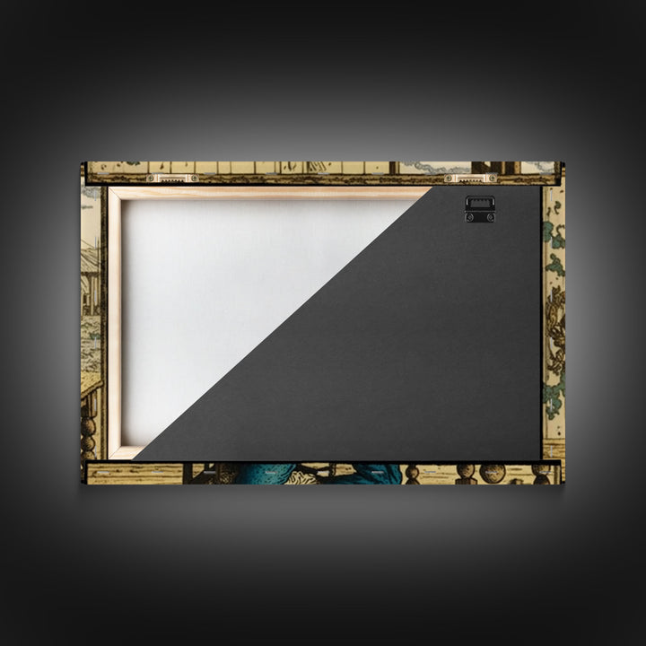 Japanese Cowboy, Wild West Samurai Mashup Art, Framed Canvas Print, Wild Western Decor, Home Art, Living Room Decor