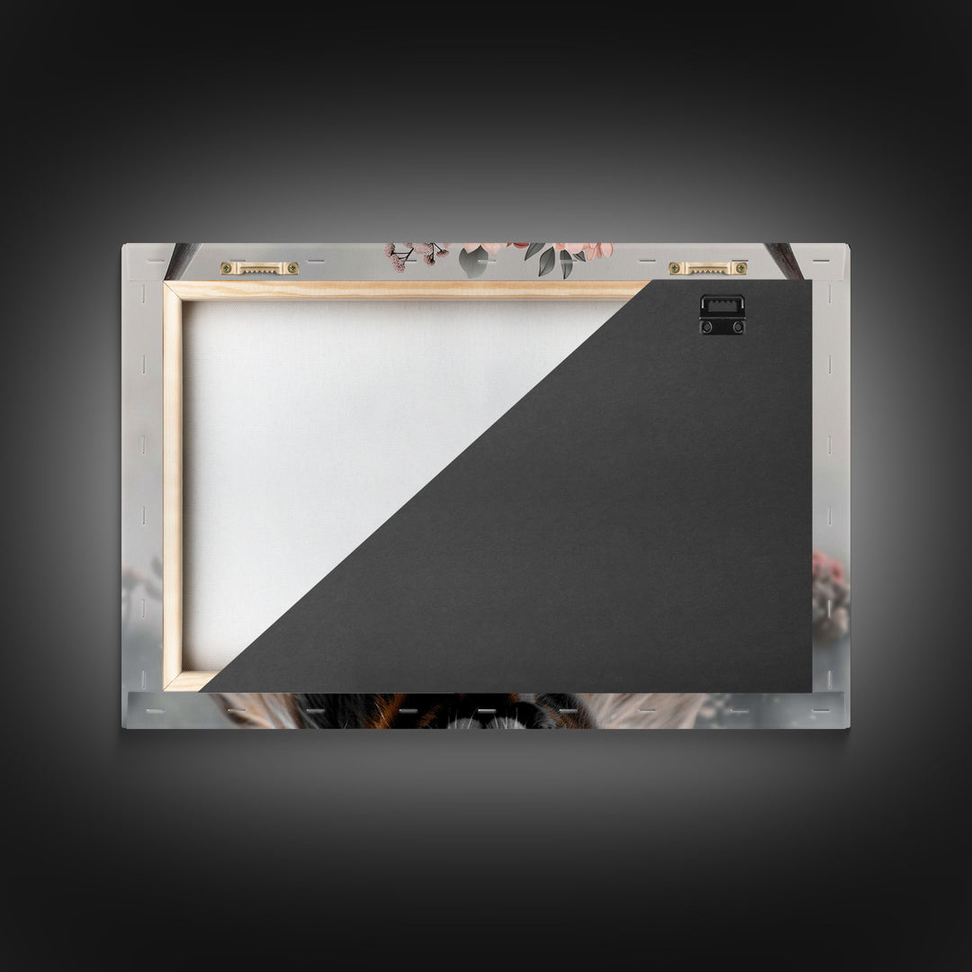 Framed Wall Art Texas Cattle, Wood Framed Canvas Print, Farmhouse Decor, Minimalist Rustic Farmhouse Painting, Vacation Home Decor, Western