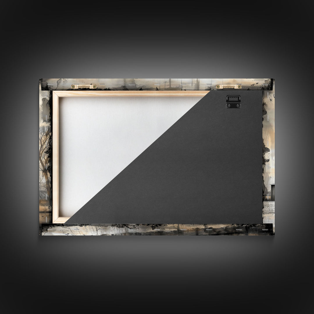 Farmhouse House Decor Large Canvas Print, Old Barn Painting, Black and White Photography Print, Pastoral Hills, Vintage Decor