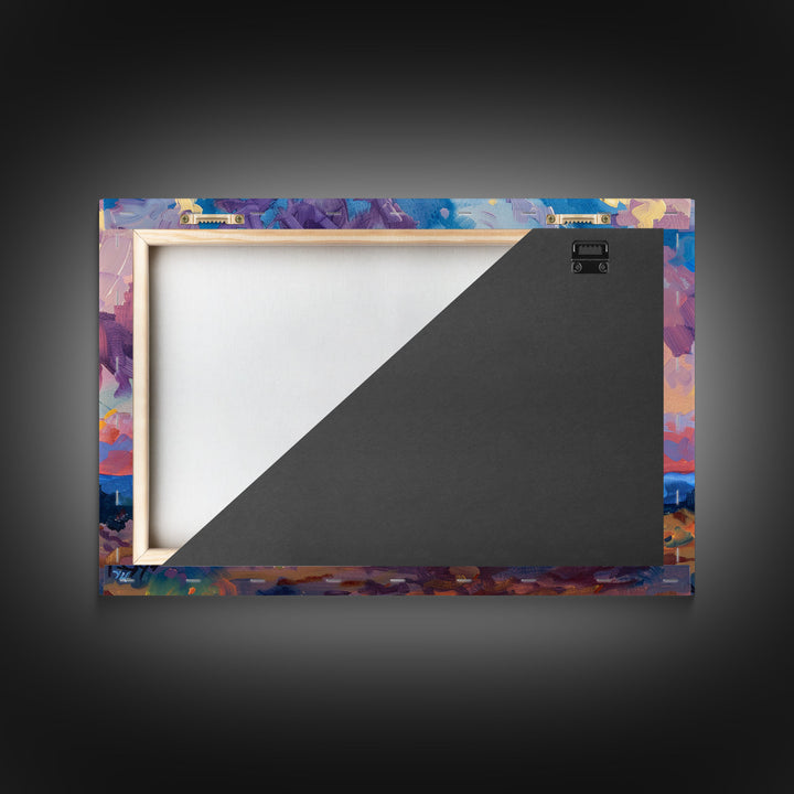 Midcentury Modern Pop Art Landscape Painting Canvas Print, Framed Wall Art, Southwestern Decor, Home Decor Wall Art, Country Decor