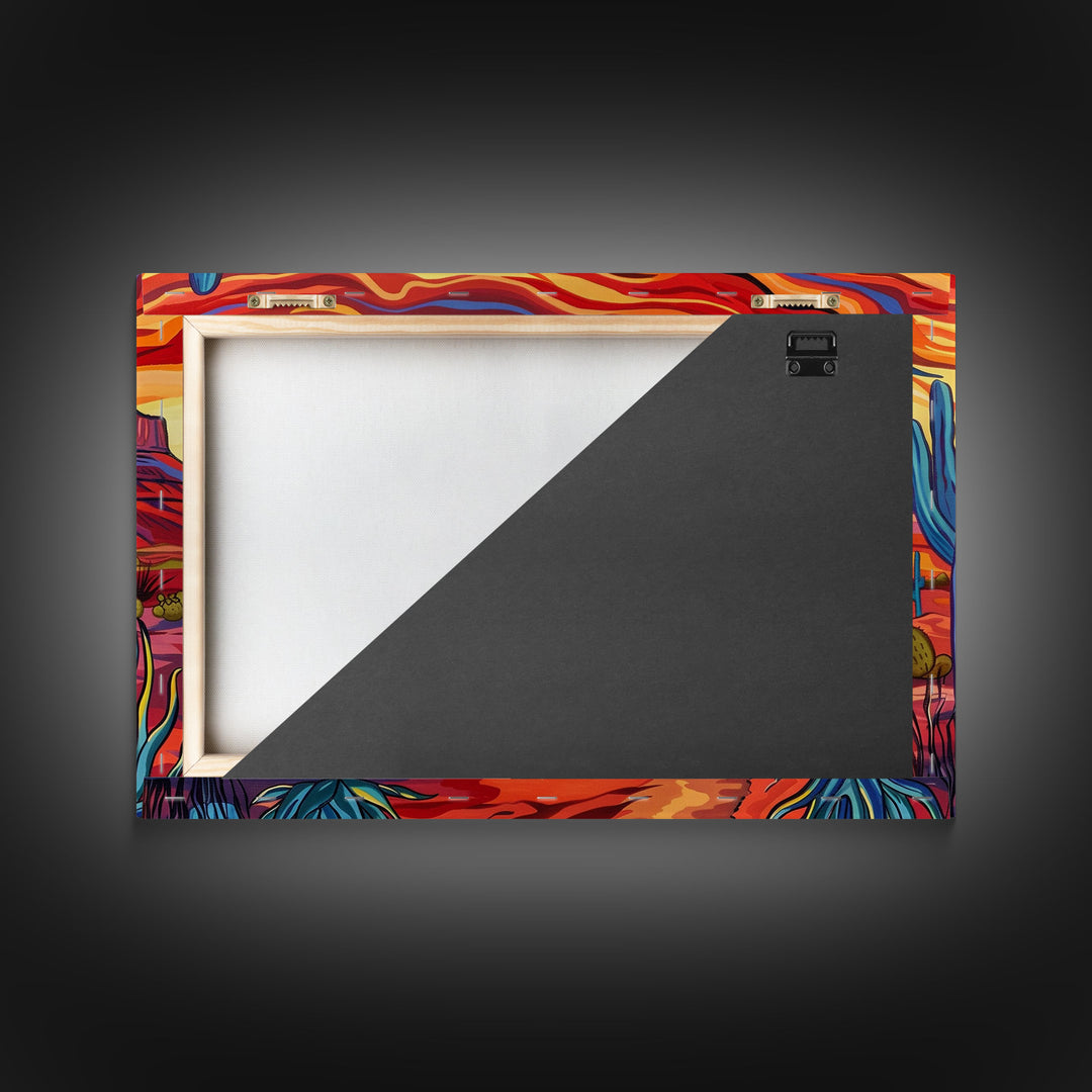 Mid Centry Modern Pop Art Style Desert Landscape Painting Canvas Print, Retro Style Wall Art, Home Decor, Desert Wall Art, Arizona Art