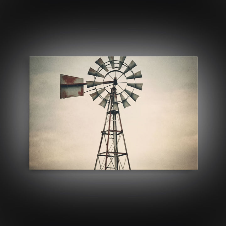 Rustic Farmhouse Home Decor, Windmill Photography Photo Print Art, Rustic Industrial Farmhouse Wall Art Picture, Country Landscape Picture