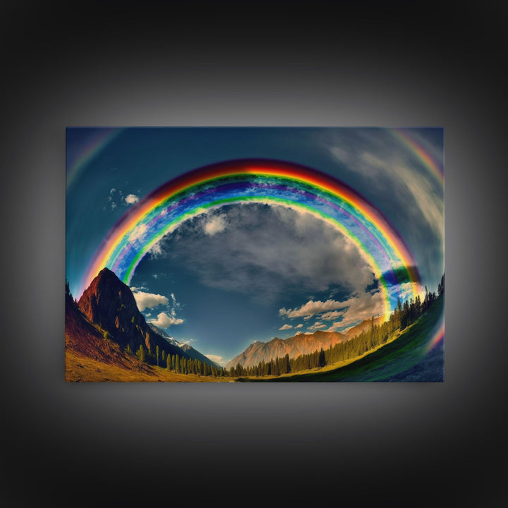 Fish-Eye Rainbow, Yellowstone, Framed Canvas Print, beautiful rainbow nature art