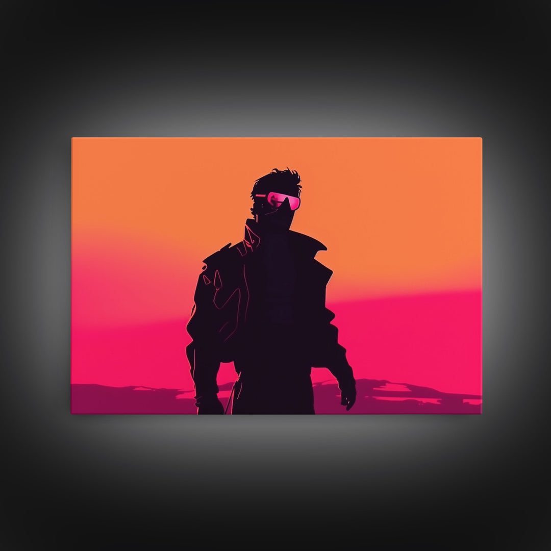 Punk Wall Art | Framed Canvas Print | Living room art | Outrun Style | Retro | Synthwave Style | Wonderful art | Warm colors | Black shadow